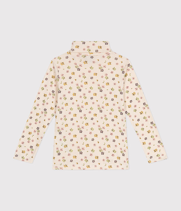 Sous-pull en coton enfant fille &eacute;cru/multicouleur