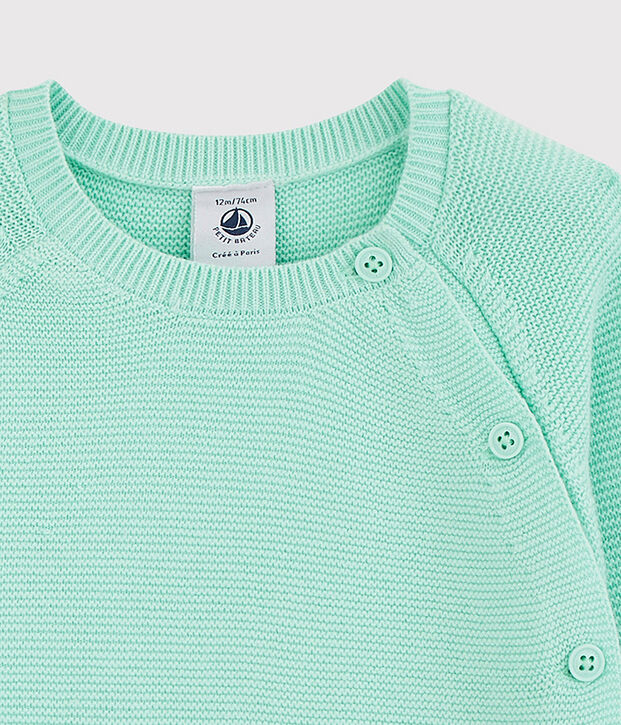 Blauwe gebreide cardigan voor baby van biologisch katoen blauw