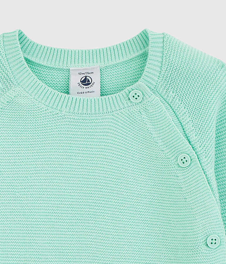 Blauwe gebreide cardigan voor baby van biologisch katoen blauw