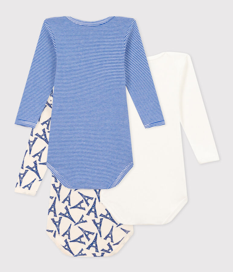 Lot de 3 bodies manches longues Paris b&eacute;b&eacute; en coton multicouleur