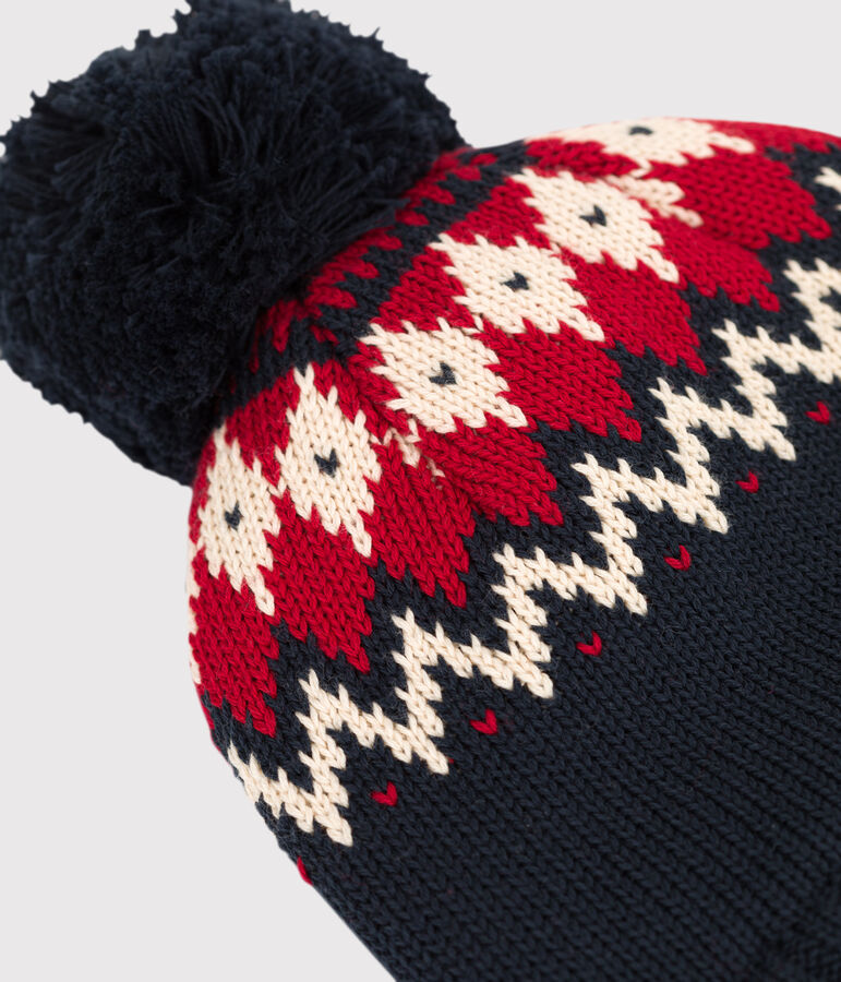 Bonnet b&eacute;b&eacute; en laine bleu/multicouleur