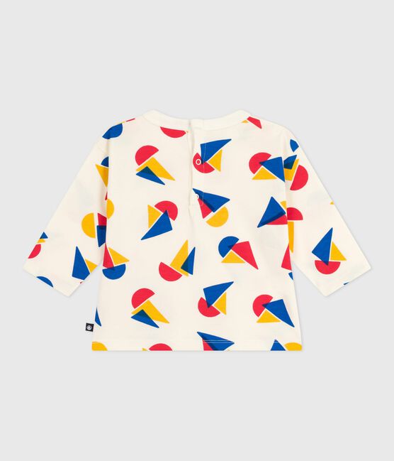 Katoenen T-shirt met lange mouwen en bootjesprint voor baby's MILK/ MULTICO