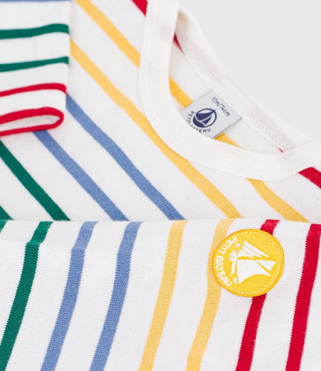 Katoenen babytruitje met matrozenstreepjes wit/multicouleur