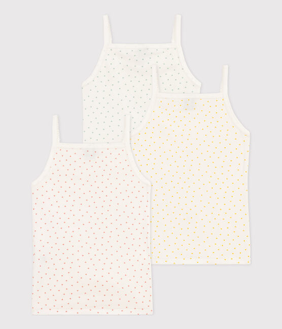 Lot de 3 chemises à bretelles petits coeurs en coton petite fille variante 1