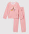 Pyjama rose petite fille motif bouquetins en velours rose