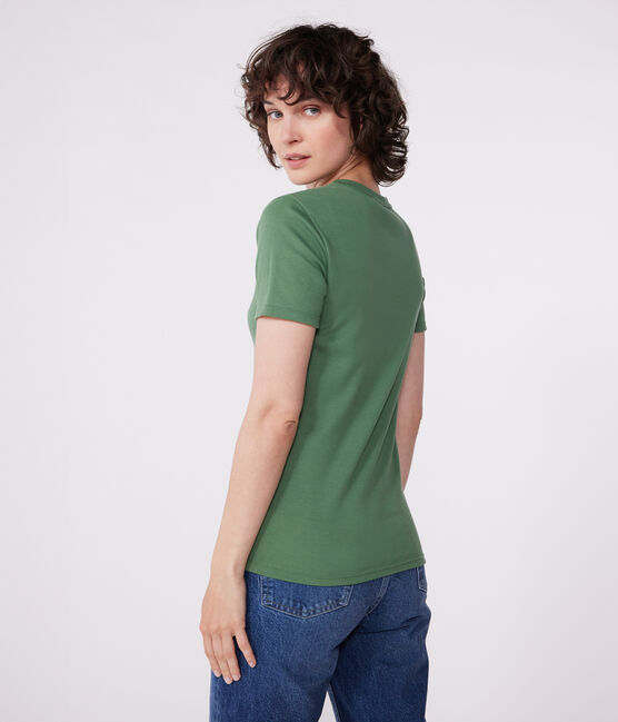 Linnen T-shirt met korte mouwen voor dames groen PALMERAIE