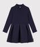 Robe enfant en coton manches longues unie bleu marine
