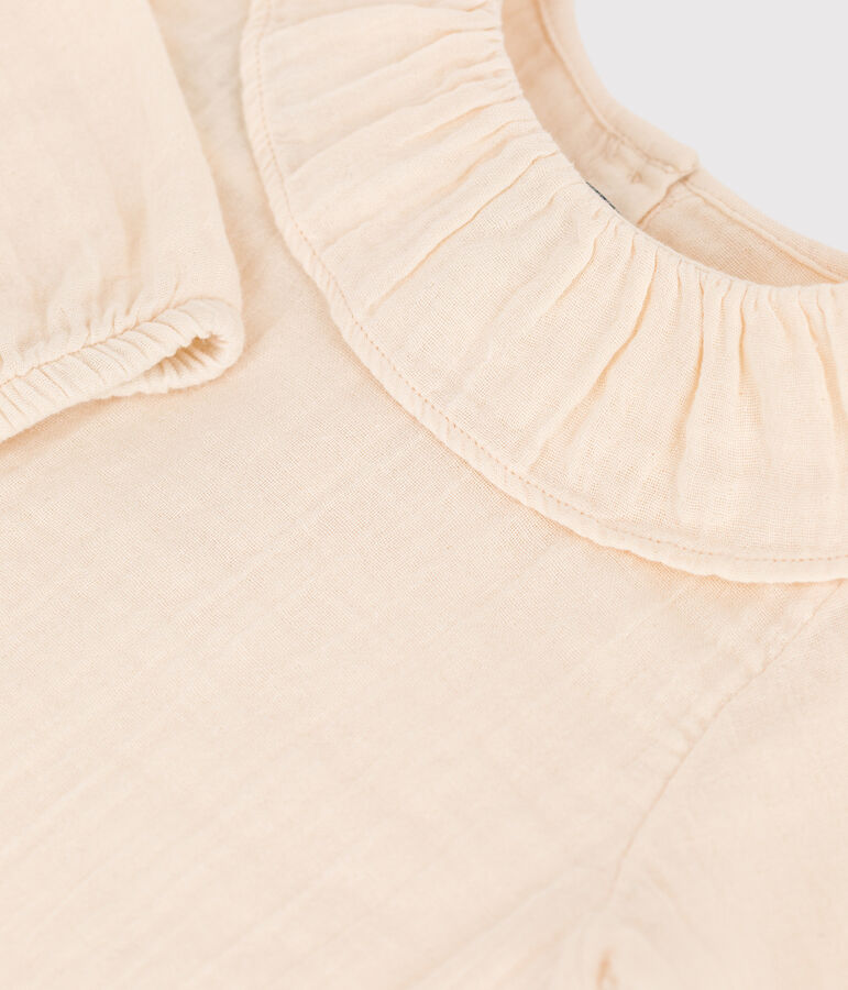 Bloesje met lange mouwen van luchtig katoen voor baby's ecru AVALANCHE