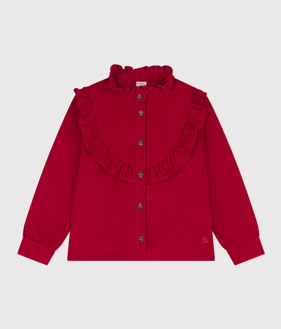 Meisjesblouse van fijn velours rood CORRIDA
