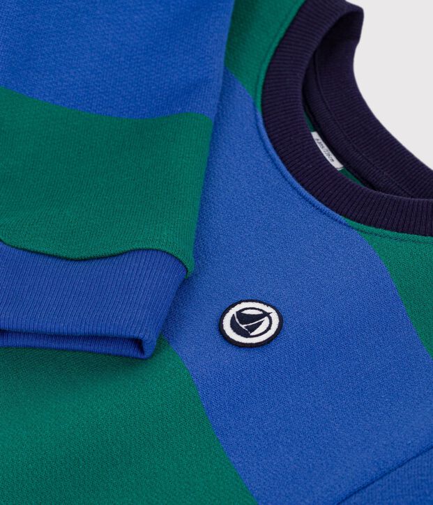 Katoenen sweatshirt met streepjes voor kinderen blauw/groen