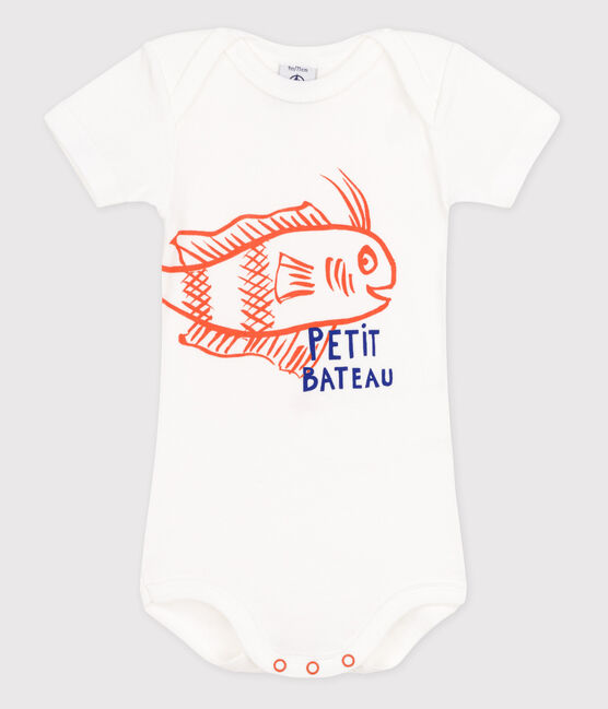 Body manches courtes bébé fille blanc ECUME/orange BRAZILIAN