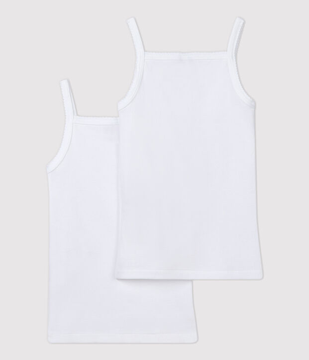 Set van 2 witte hemdjes met bandjes voor meisjes multicouleur