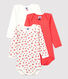 Set van 3 rompers met lange mouwen en bloemmotief voor babymeisjes, van biologisch katoen