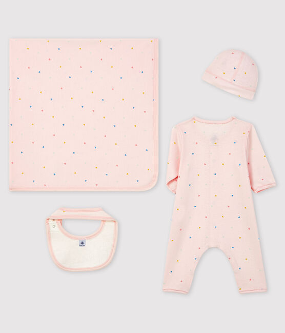 Coffret cadeau naissance bébé fille en côte variante 1