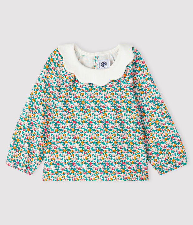 Blouse met lange mouwen babymeisje wit/multicouleur