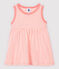 Robe rayée sans manches en côte bébé fille rose GRETEL/blanc MARSHMALLOW