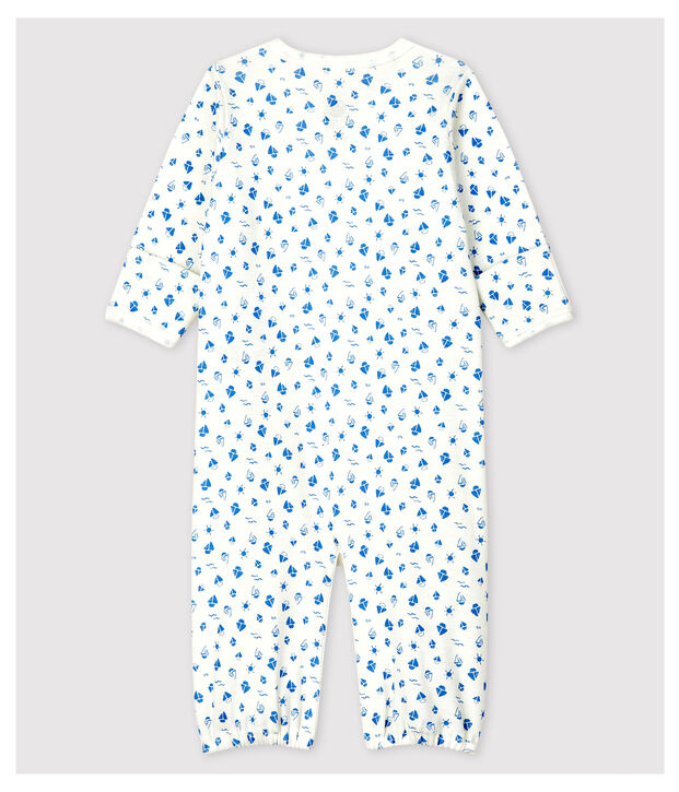 Stervormige playsuit voor baby's van biologisch katoen wit/grijs
