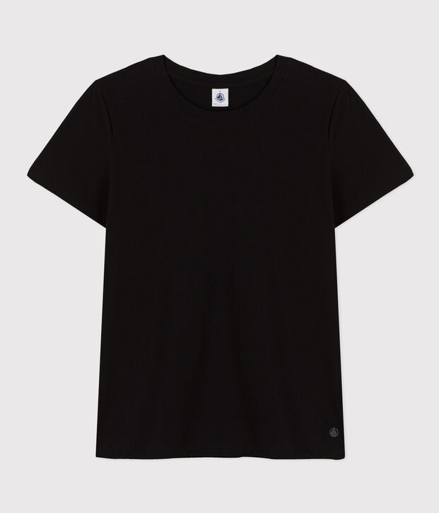 Le Droit, T-shirt met korte mouw en ronde hals van dunne jersey voor dames zwart