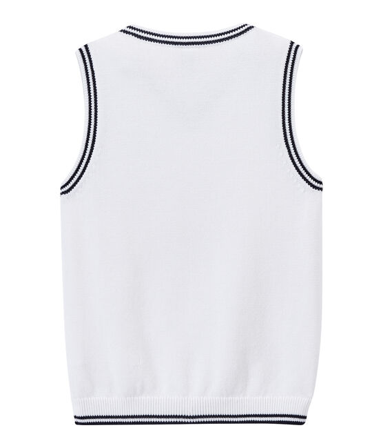 Pull garçon sans manches à écusson blanc MARSHMALLOW
