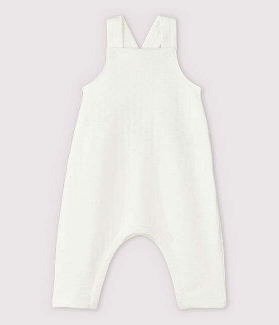 Salopette blanche bébé en tubique en coton biologique blanc MARSHMALLOW