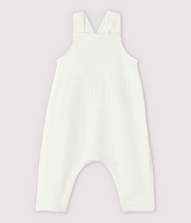 Salopette blanche b&eacute;b&eacute; en tubique en coton biologique blanc