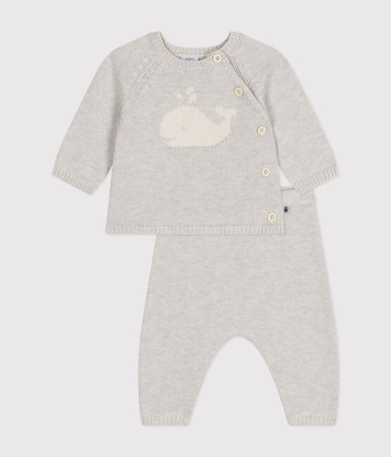 Tweedelig setje van tricot uit wol en katoen beige MONTELIMAR CHINE