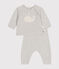 Tweedelig setje van tricot uit wol en katoen beige MONTELIMAR CHINE