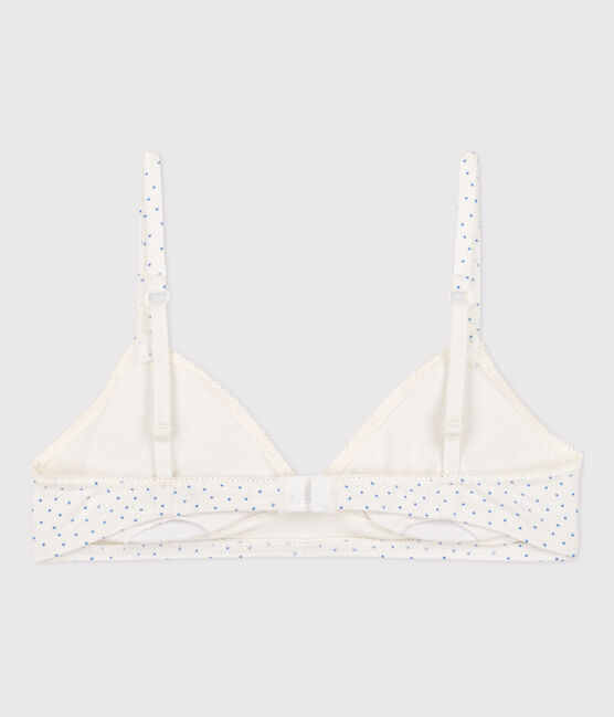 Soutien gorge à pois en coton et élasthanne fille blanc MARSHMALLOW/ EDNA