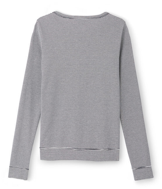 Iconische vrouwencardigan blauw SMOKING/wit LAIT