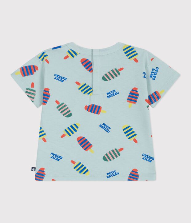 Tee-shirt b&eacute;b&eacute; en coton &agrave; manches courtes, imprim&eacute; mouettes bleu/multicouleur