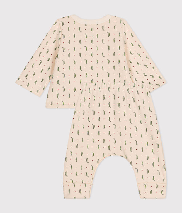 Tweedelige set van fleece voor baby's ecru/multicouleur