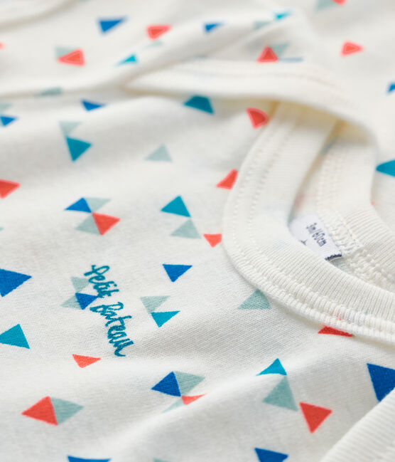 Rompertje met korte mouwen babyjongen-meisje wit MARSHMALLOW/wit MULTICO