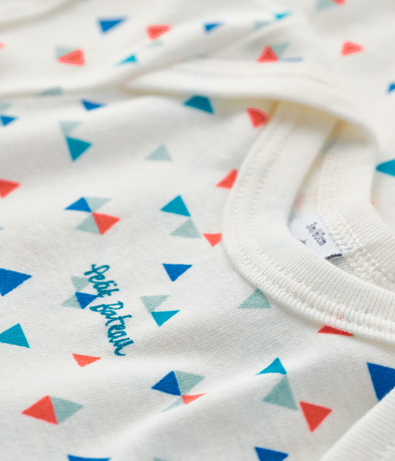 Rompertje met korte mouwen babyjongen-meisje wit/multicouleur