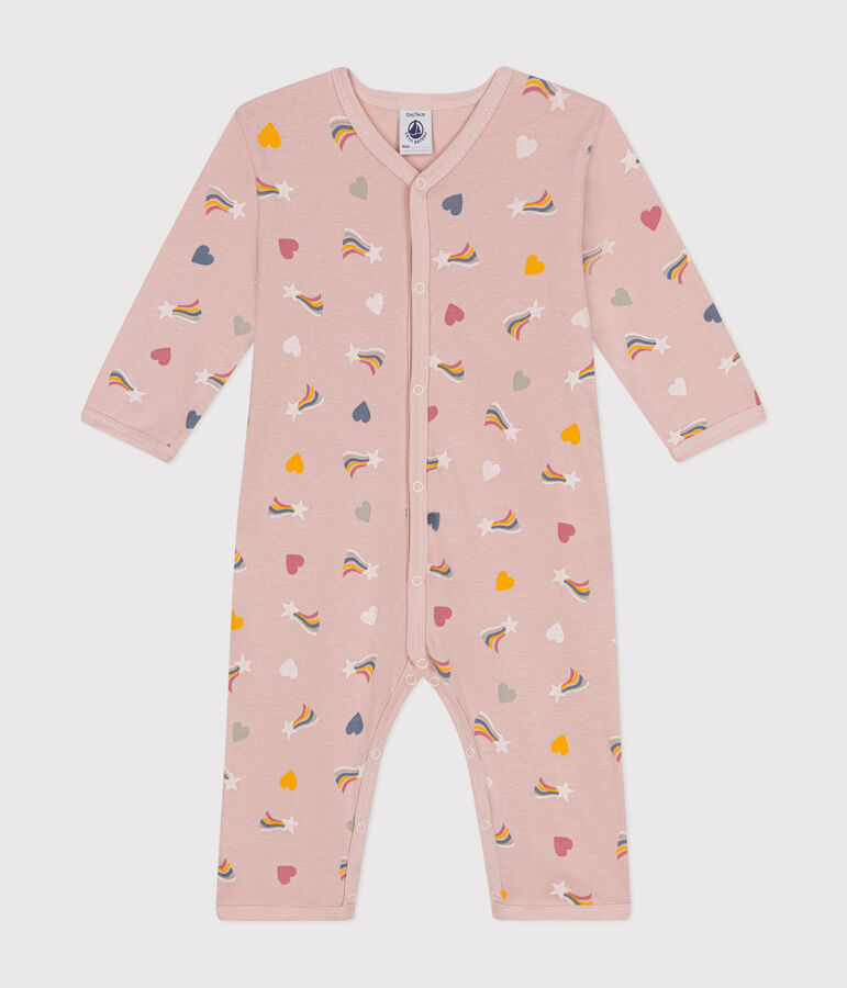 Katoenen babypyjama zonder voetjes met print roze/multicouleur
