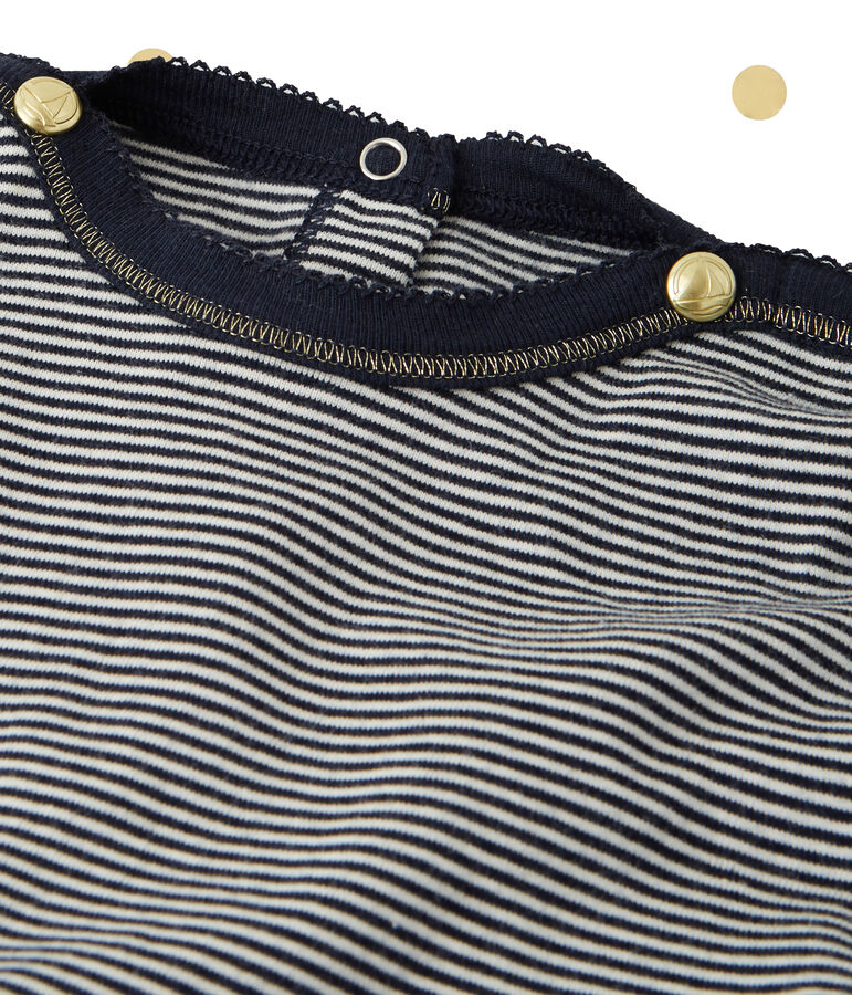 Meisjesjurk twee-in-&eacute;&eacute;n met lange mouwen Petit bateau x Marie-Agn&egrave;s Gillot blauw SMOKING/beige COQUILLE