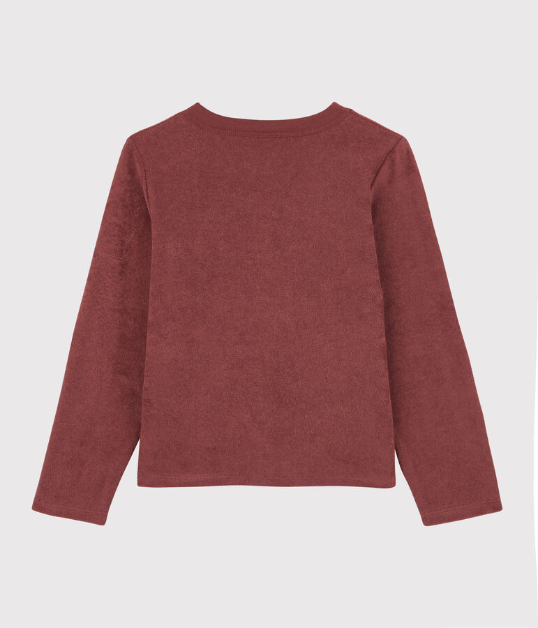 Cardigan in boucl&eacute;badstof voor meisjes bruin OMBRIE