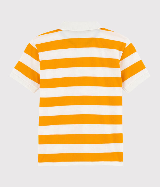 Jersey poloshirt met korte mouwen voor jongens geel/wit