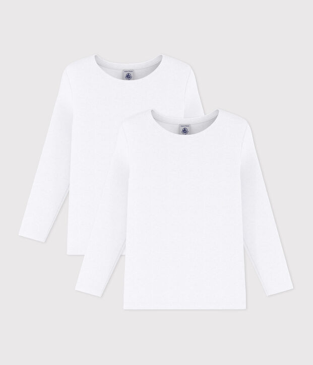 Set van 2 witte T-shirts met lange mouwen jongens multicouleur