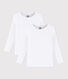 Set van 2 witte T-shirts met lange mouwen jongens