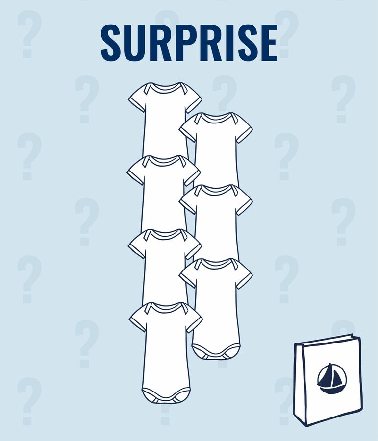 Verrassingsset met zeven body's met korte mouwen voor babyjongens variante 1