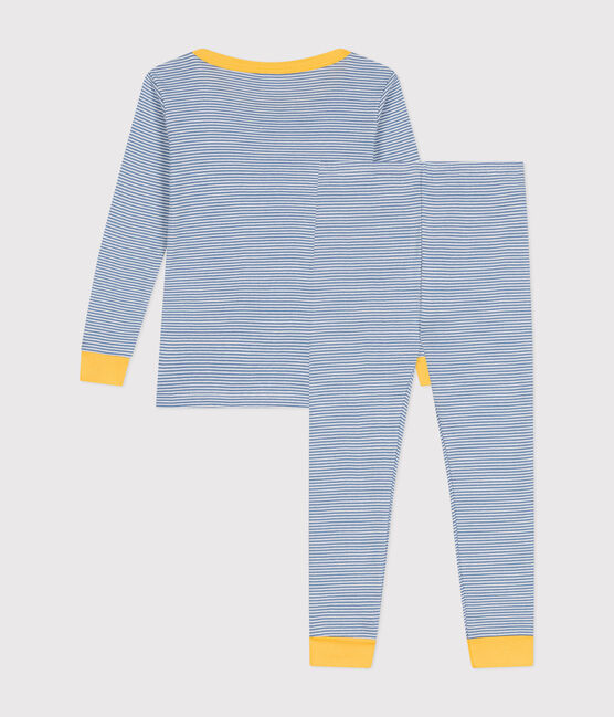 Pyjama ajusté en coton rayé enfant bleu BEACH/ MARSHMALLOW