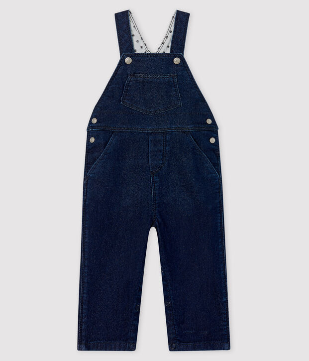 Lange salopette met denim effect voor baby's blauw