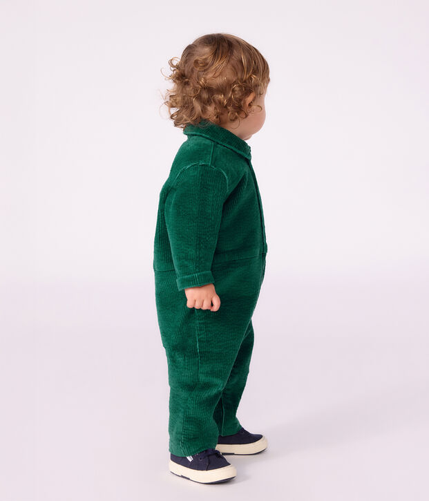 Lang babypakje in effen fluweel groen