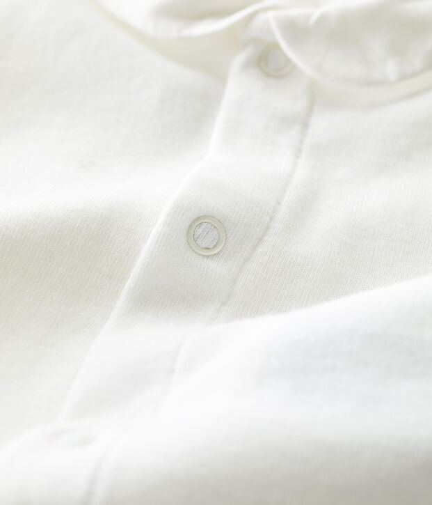 Body &agrave; col manches courtes en coton bio b&eacute;b&eacute; blanc