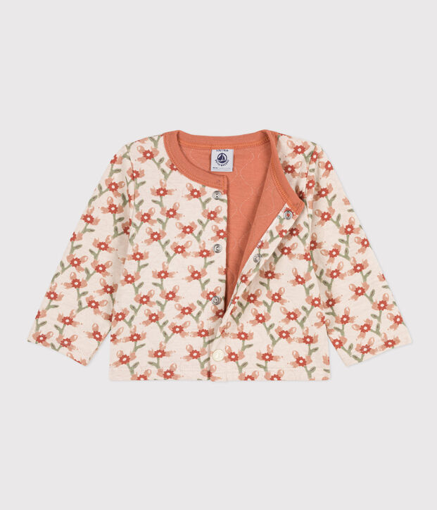 Cardigan en tubique matelass&eacute; imprim&eacute; b&eacute;b&eacute; &eacute;cru/multicouleur