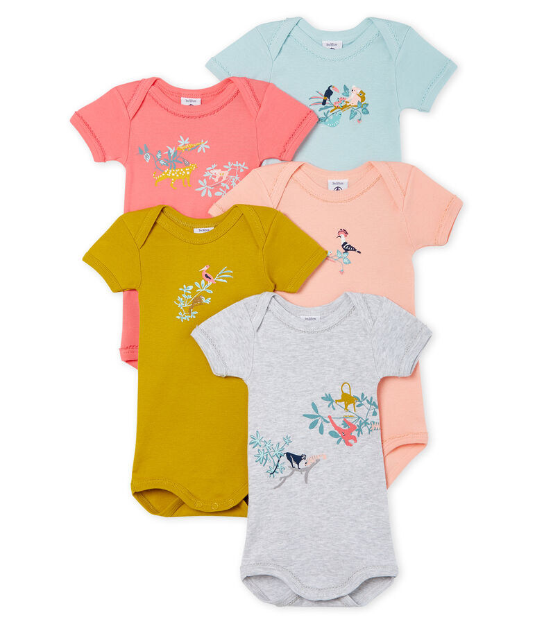 Set met 5 body's met korte mouwen voor babymeisjes variante 1