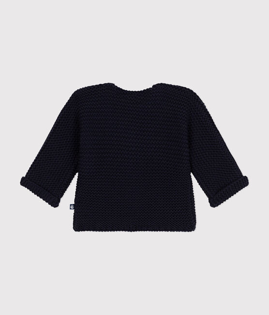 Gebreide uniseks babycardigan in ribbelsteek blauw SMOKING