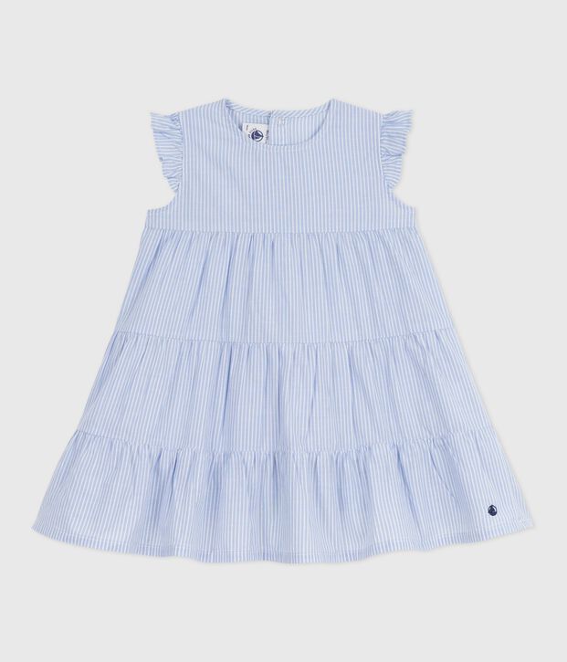 Robe sans manche en popeline ray&eacute;e b&eacute;b&eacute; bleu/multicouleur
