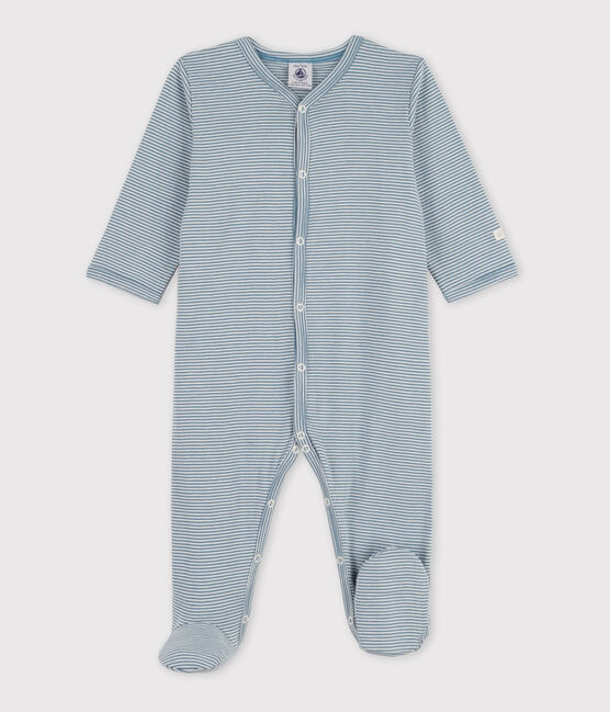 Dors-bien milleraies bébé en coton bleu ROVER/blanc MARSHMALLOW