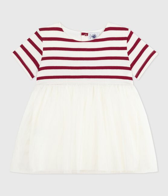 Robe bébé bi-matière manches courtes rouge MILK/ AMARANTE